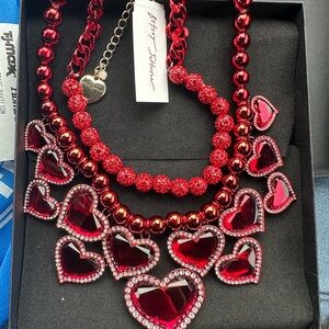 Betsey Johnson Ruby Red Heart Necklace